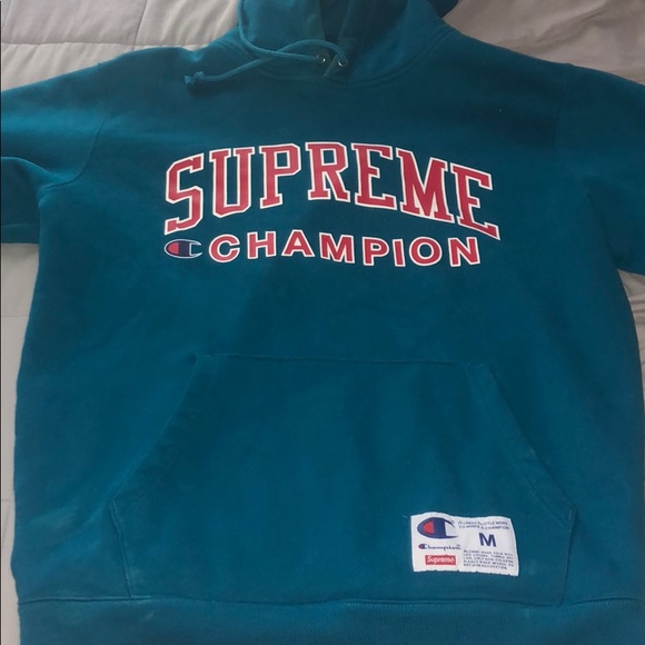 supreme champion hoodie blue
